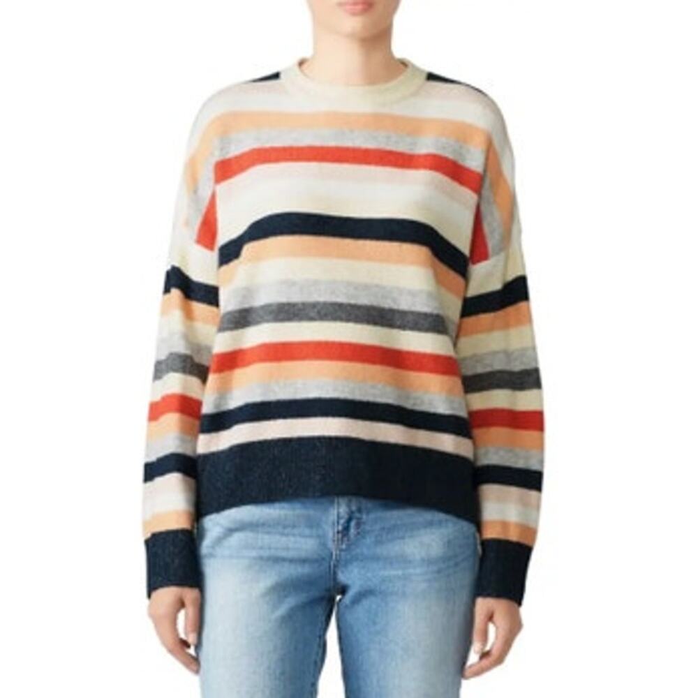MinkPink Sweater Top Size XS Striped Beige, Orange and Blue Tones Long Sleeve